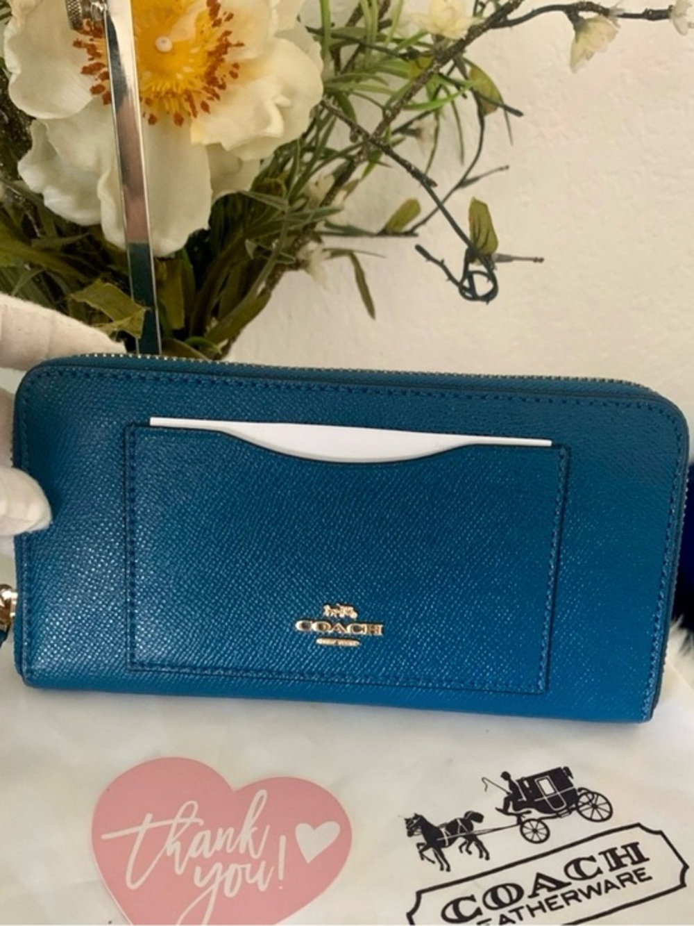 Coach Zip-Around Coin Wallet with Gold Hardware